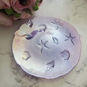 PRINCESS HOUSE ART GLASS PEARLESCENT Seashell Imprint PLATTER